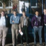This slightly blurred photo shows (l to r) Ray Wheat, Herb Beasley, Bryan Morrow, James Nelson, Sonny Denney, John Beasley, and Gerald Nicholas posing before school on a 1959 November morning.