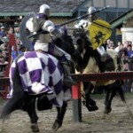 Jousting at a Medieval Fair on Ferguson's football field in the early 1950s by a travelling troupe.