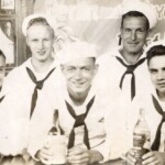 World War II erupted in the 1940s and Ferguson was swept up in a wave of enlistments and drafts. A boy could wait to be drafted and sent to the Army, or he could enlist and have his choice of services. One of the options available was to enlist in the "Buddy Program," and be guaranteed you would be sent to war with your friends. These guys from Ferguson graduated, signed up for the Navy under the Buddy Program and served together. If you look carefully you can see these are the same guys in all four photographs. Fortunately, they got to serve their time in the Atlantic, where they only came close to direct battle once. These five guys had the honor of participating in the Normandy Invasion, providing cover for the Army and Marines landing on the now famous beaches. Since they took the Germans by surprise, there was no naval confrontation. Ferguson had boys serve in all four branches of the armed services during World War II.