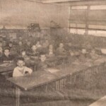 Mrs. Mary Hamm's first grade classroom in the 1960s. As Ferguson and the State Department of Education battled over whether to force the school to merge with Pulaski County, surprise visits by state inspectors became more frequent. One issue the state hoped to use was class size. The state had set a maximum of 30 students allowed in a grade school classroom. If Ferguson could not maintain that average, it would be grounds for closing. But Herbert Higgins and Bob Overbey tried to stay within that limit. This classroom contained 25 students.