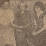Home Demonstration Agent Louise Craig advises Lida Jones (left) of Cabin Hollow and Elaine Pleasant of Nancy on their 4-H Record Books in preparation for the district competition to be held in Burkesville. Ferguson had an active 4-H program for most of its history until the program was dropped in the 1960s. This photo, however, proved very prophetic, as Lida Jones would go on to earn a Masters Degree in Home Economics from the University of Kentucky and herself become a career Home Demonstration Agent.