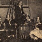 The Burton Clan rules---almost. From L : Gene Burton, prince, brother Larry, king, Gail Reeves, queen, cousin Sue Burton, princess. Supt. Herbert T. Higgins places the crown at the 1967 Fall Festival. $850 was raised for field trips, library books, equipment and other purchases.