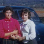 L to R Sharon Hughes, Sharlene Barnes and Barbara Meece pause in front of the Nightmist Blue 1950 Shoebox Ford. This Ford was much smaller than the newer cars most students drove, but handled much better on winding country roads and got much better mileage. It was the car favored by Pulaski and McCreary County moonshiners, who would build a second gas tank under the rear seat and use the original gas tank to carry their illegal cargo down to Knoxville over Route 27. This particular car, however, was pampered for a decade and in September 1959, when this photo was taken, it was in showroom condition.