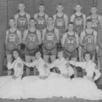The 1950-51 Ferguson Varsity. Cheerleaders from left : Jenny Minton, Carol Hodge, Ann Weddle and Beulah Marcum.
2nd row : Superintendant Tate Richardson, Herschel Cassada, Joe Ed Richardson, Charles Sexton, Ray Stein, Eugene Huddleston, and Head Coach Fenamore Gover.
3rd row : Jimmy Evans, Donnie Haney, Jack Richardson, Dean Chitwood and Robert Brown. The 1950-51 Ferguson Varsity. Cheerleaders from left : Jenny Minton, Carol Hodge, Ann Weddle and Beulah Marcum. 2nd row : Superintendant Tate Richardson, Herschel Cassada, Joe Ed Richardson, Charles Sexton, Ray Stein, Eugene Huddleston, and Head Coach Fenamore Gover. 3rd row : Jimmy Evans, Donnie Haney, Jack Richardson, Dean Chitwood and Robert Brown.