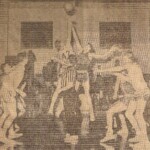 The Ferguson War Horses tip off the 1960-61 season against Russell County. Ferguson won this game 61-49. That's Bobby Nicholas (42) in white getting the tip for Ferguson, flanked by Jimmy Young, to the left, and Donnie Cowan, to the right. This young team would lose six games before Christmas but then lose only once the rest of the way. They finished the regular season 16-6, then won three games en route to the district championship, upsetting Somerset in the finals. They would add two more wins before being upset by Stanford in the 12th Region, to end 21-7. The Ferguson War Horses tip off the 1960-61 season against Russell County. Ferguson won this game 61-49. That's Bobby Nicholas (42) in white getting the tip for Ferguson, flanked by Jimmy Young, to the left, and Donnie Cowan, to the right. This young team would lose six games before Christmas but then lose only once the rest of the way. They finished the regular season 16-6, then won three games en route to the district championship, upsetting Somerset in the finals. They would add two more wins before being upset by Stanford in the 12th Region, to end 21-7.