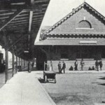 This was Ferguson Station, the old passenger depot. It was very rare for a railroad to maintain two full sized passenger stations only a mile apart, and the Somerset Station was just up the tracks. But Ferguson was the maintenance headquarters of the railroad and executives came and went daily. They did not intend to get on and off the trains at a less than impressive station, and they had no patience for commuting back and forth from the Somerset Station. This station had executive class amenities : classy restrooms, more comfortable benches, and very long covered walkways so passengers could walk to their passenger cars in the shade or protected from rain. Full sized cities (Cincinatti, Lexington, Knoxville, Chattanooga and Atlanta) obviously had larger and fancier stations, but of all the small town stations along the Southern routes, this was the best, a fact that often irritated Somerset riders. Danville (Ky.), and Dalton and Marietta (Ga.) had very similar stations without the nice restrooms or long covered walkways. This photo was provided by the Helton family.